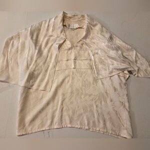 100% Silk Floral Layered Cape Sleeve  Top